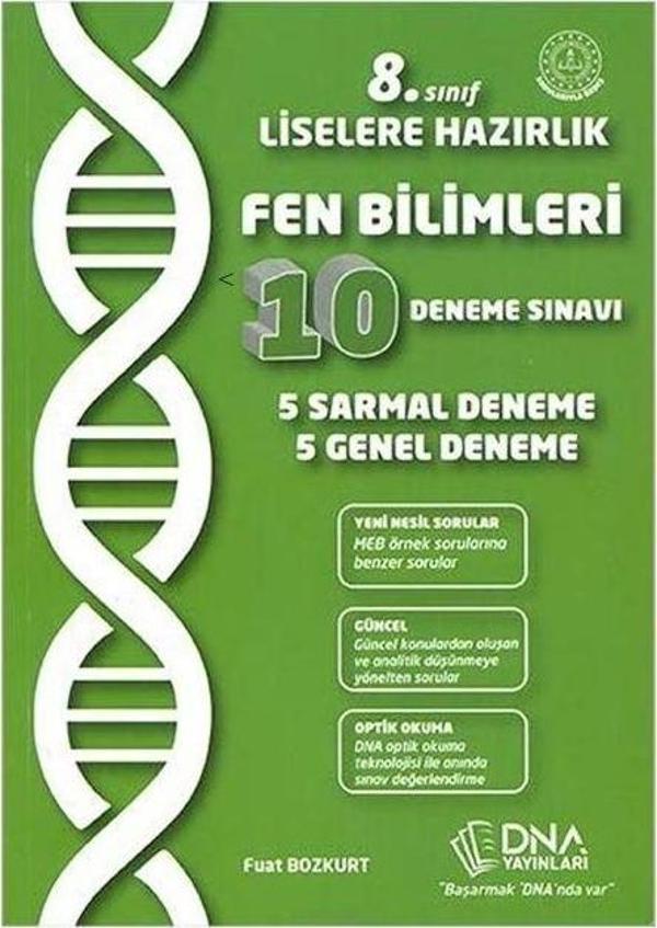 8.Sınıf Liselere Hazırlık Fen Bilimleri 10 Deneme Sınavı DNA Yayınları - Image 1