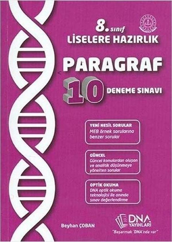 8.Sınıf Liselere Hazırlık Paragraf 10 Deneme Sınavı DNA Yayınları - Image 1