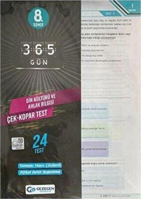 Gezegen Yayıncılık 8.Sınıf 365 Gün Din Kültürü ve Ahlak Bilgisi Yaprak Test - Image 1