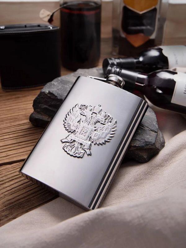 Çelik Kabartmalı Kartal Figür 9 Oz 270 ml Cep Viski İçki Matarası - Image 1