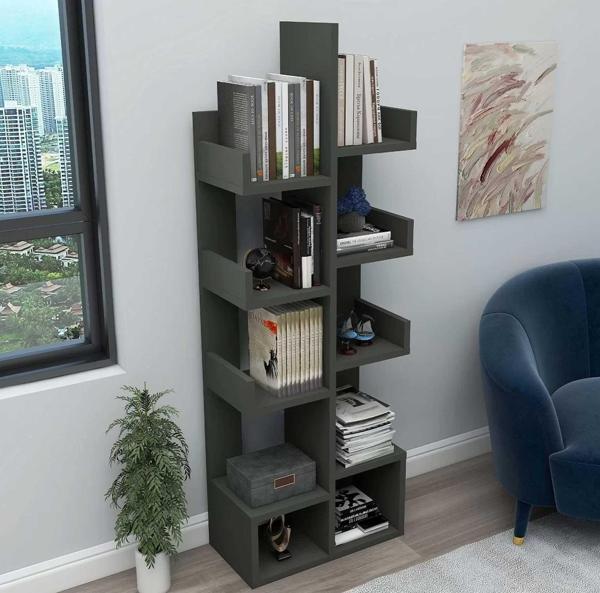 Reyo Home Enda Pamfilya 10 Bölmeli/Raflı Kitaplık Antrasit - Image 1