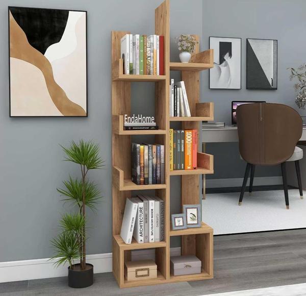 Reyo Home Enda Pamfilya 10 Bölmeli/Raflı Kitaplık Atlantik Çam - Image 1