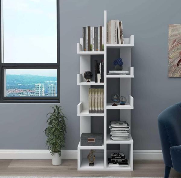 Reyo Home Enda Pamfilya 10 Bölmeli/Raflı Kitaplık Beyaz - Image 1