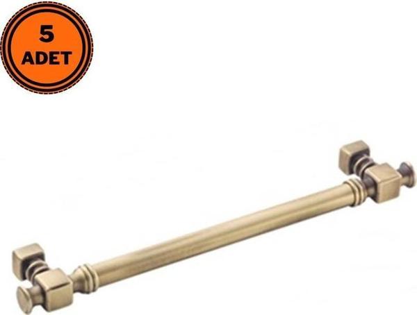 5 Adet Doğanlar Dragon 128 mm Mobilya Kulp Antik Sarı Olifka - Image 1