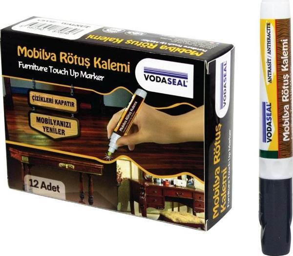 12 Adet Vodaseal Mobilya Çizik Giderici Rötuş Rütuş Kalemi Antrasit - Image 1