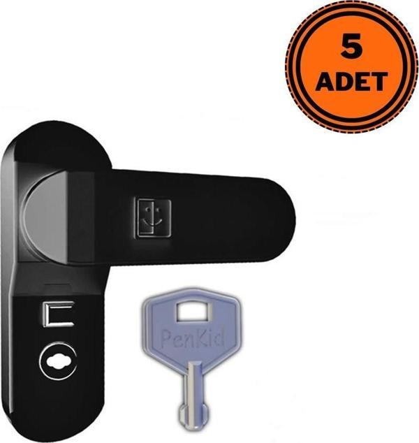 5 Adet Penkid Pvc Pencere Çocuk Emniyet Kilidi Anahtarlı Siyah - Image 1