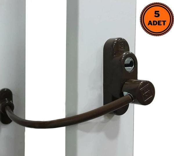 5 Adet Penkid Pvc Pencere Çocuk Emniyet Kilidi Koyu Kahverengi - Image 1