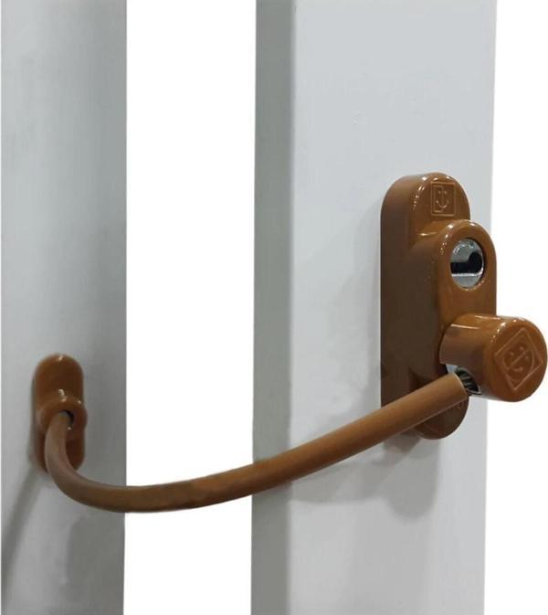 Penkid Çelik Halatlı Pvc Emniyet Çocuk Güvenlik Kilidi Açık Kahve - Image 1