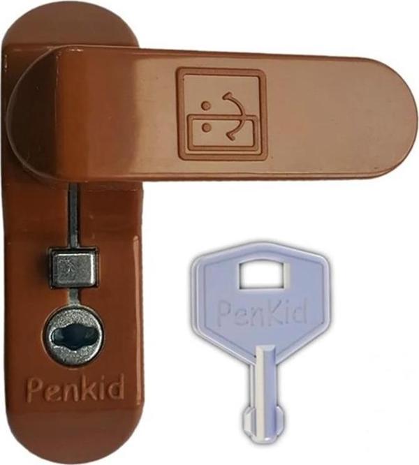 Penkid Pvc Çocuk Emniyet Kilidi Düğmeli Anahtarlı Açık Kahverengi - Image 1