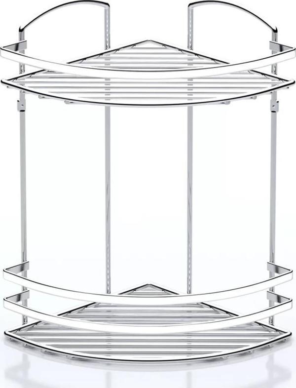 Tekno Tel LM-008 2 Katlı Köşelik Banyo Rafı Şampuanlık Krom - Image 1