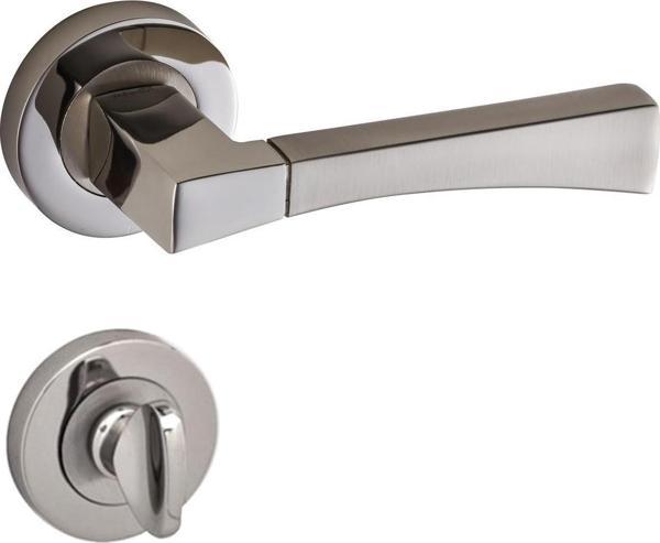 Doğanlar Simge Lüx Rozetli Kapı Kolu Nikel Saten Wc - Image 1