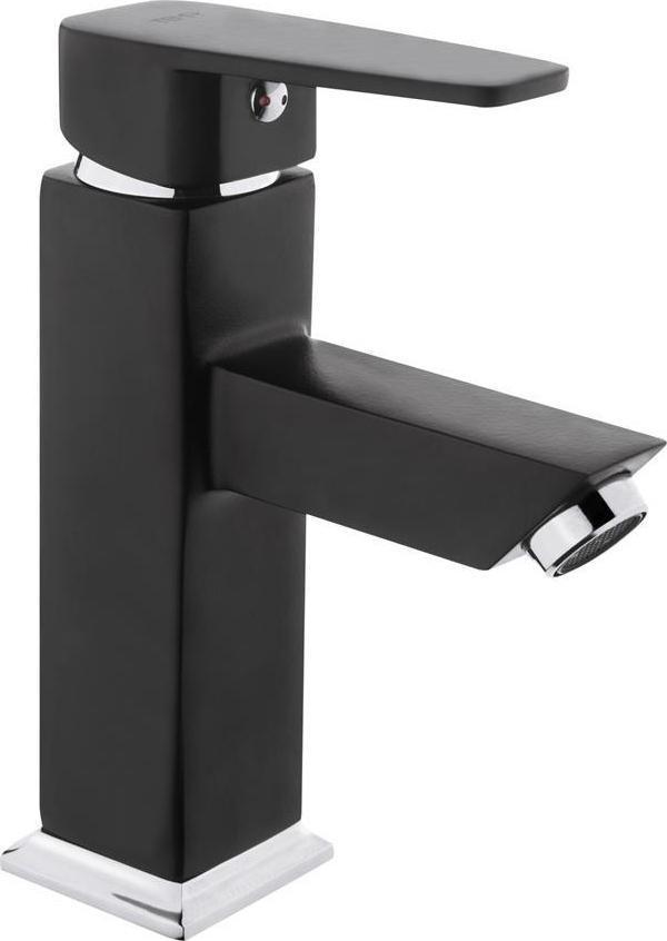 Tema Kare Slim Tek Gövde Sabit Lavabo Bataryası Mat Siyah - Image 1