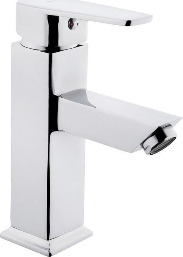 Tema Kare Slim Tek Gövde Sabit Lavabo Bataryası Musluk Krom - Image 1