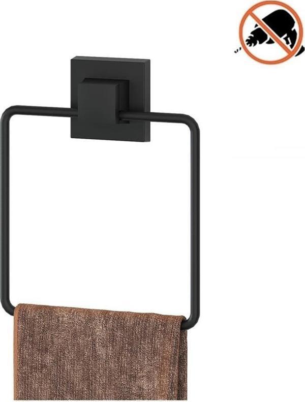 Tekno Tel EF-234 Yapışkanlı Banyo Kare Havluluk Siyah - Image 1