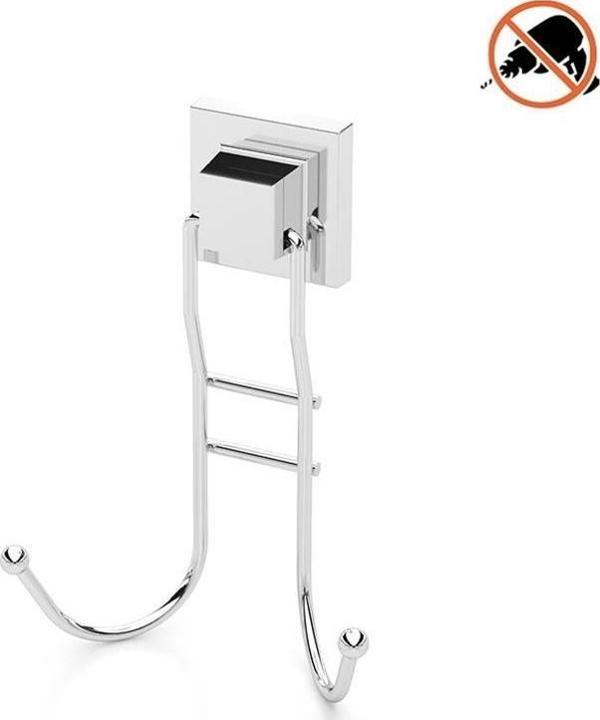 Tekno Tel EF-236 Yapışkanlı Banyo 2 li Askı Bornozluk Krom - Image 1