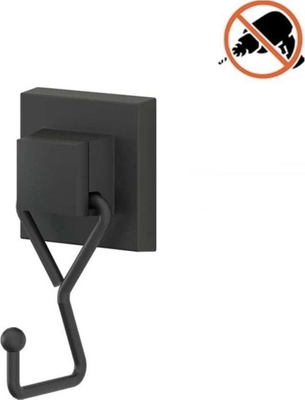 Tekno Tel EF-237 Yapışkanlı Banyo Tekli Askı Bornozluk Siyah - Image 1