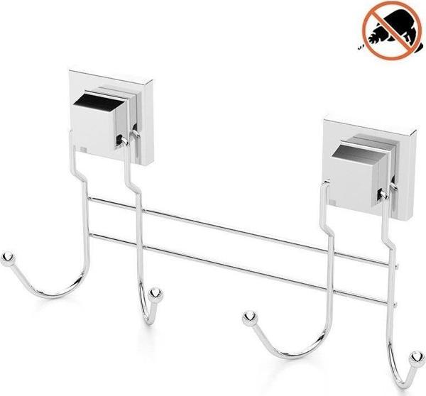 Tekno Tel EF-252 Yapışkanlı Banyo 4 lü Askı Bornozluk Krom - Image 1
