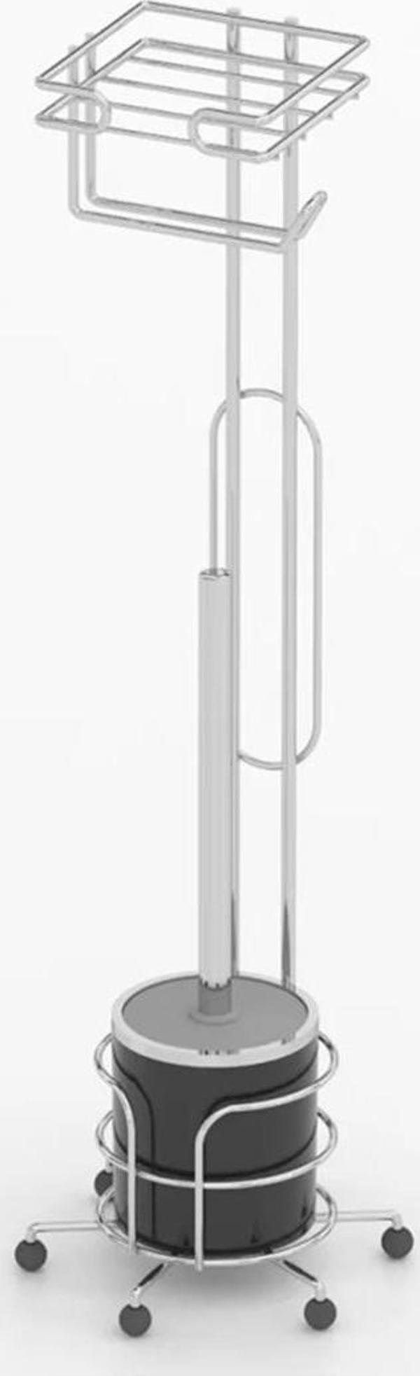Tekno Tel MG-096 Ayaklı Yedekli Wc Kağıtlık + Klozet Fırçalık Krom - Image 1