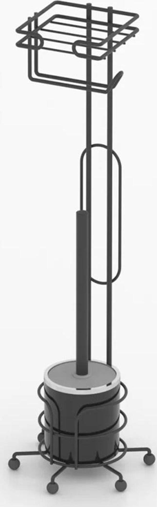 Tekno Tel MG-096 Ayaklı Yedekli Wc Kağıtlık + Klozet Fırçalık Siyah - Image 1