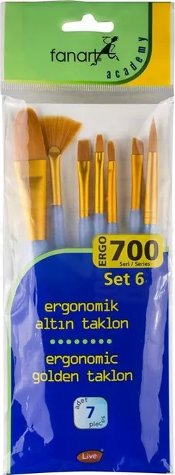 Fanart Ergonomik Altın Taklon Fırça Seti 700 Seri 7li Set 6 - Image 1