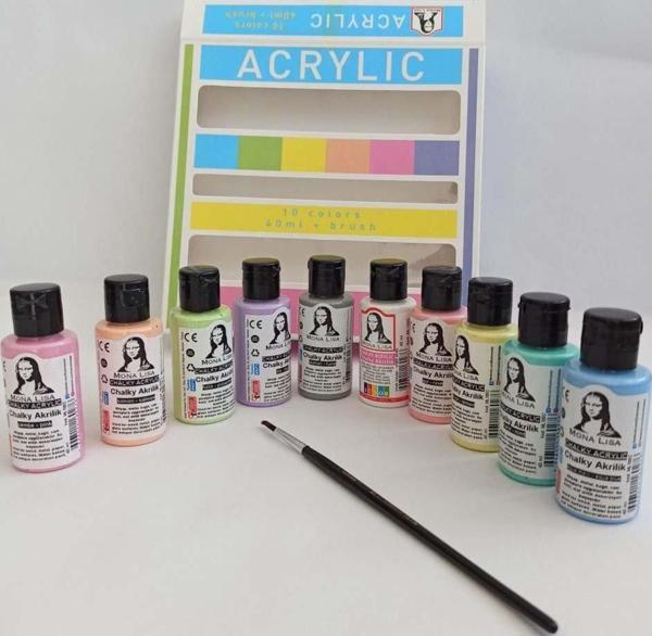 Monalisa ML122C Akrilik 10 Chalk x 40 ml + Fırça Set - Image 1