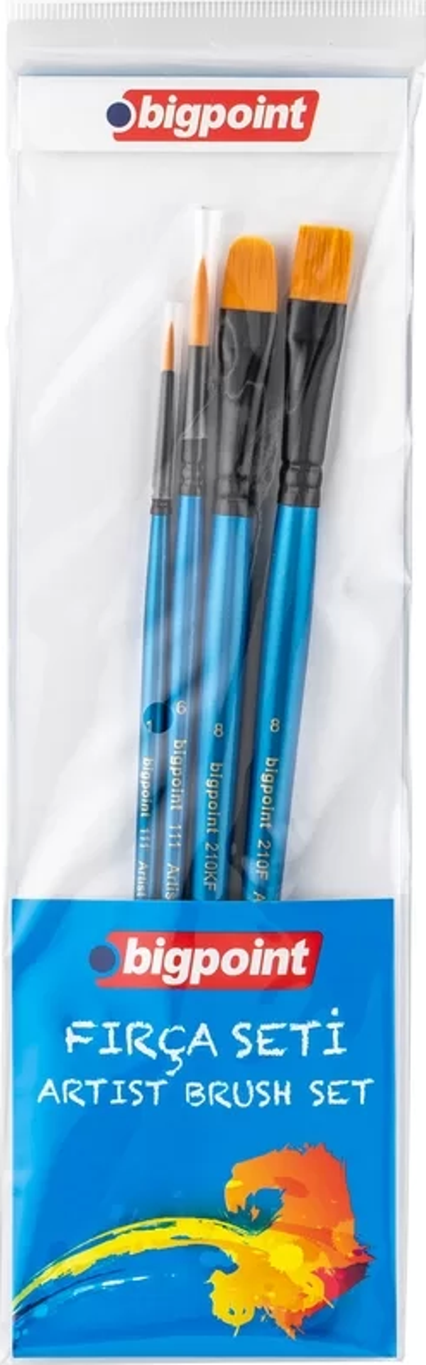Bigpoint 111 & 210 Serisi Sentetik Kıl Karışık Uçlu Fırça Seti 4'lü Blister - Image 1