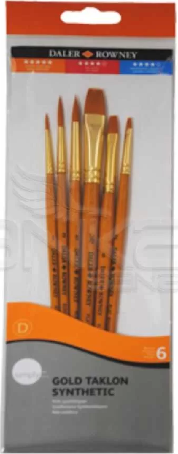 Daler Rowney Simply Gold Taklon Synthetic 6lı Fırça Seti Kod:600 - Image 1