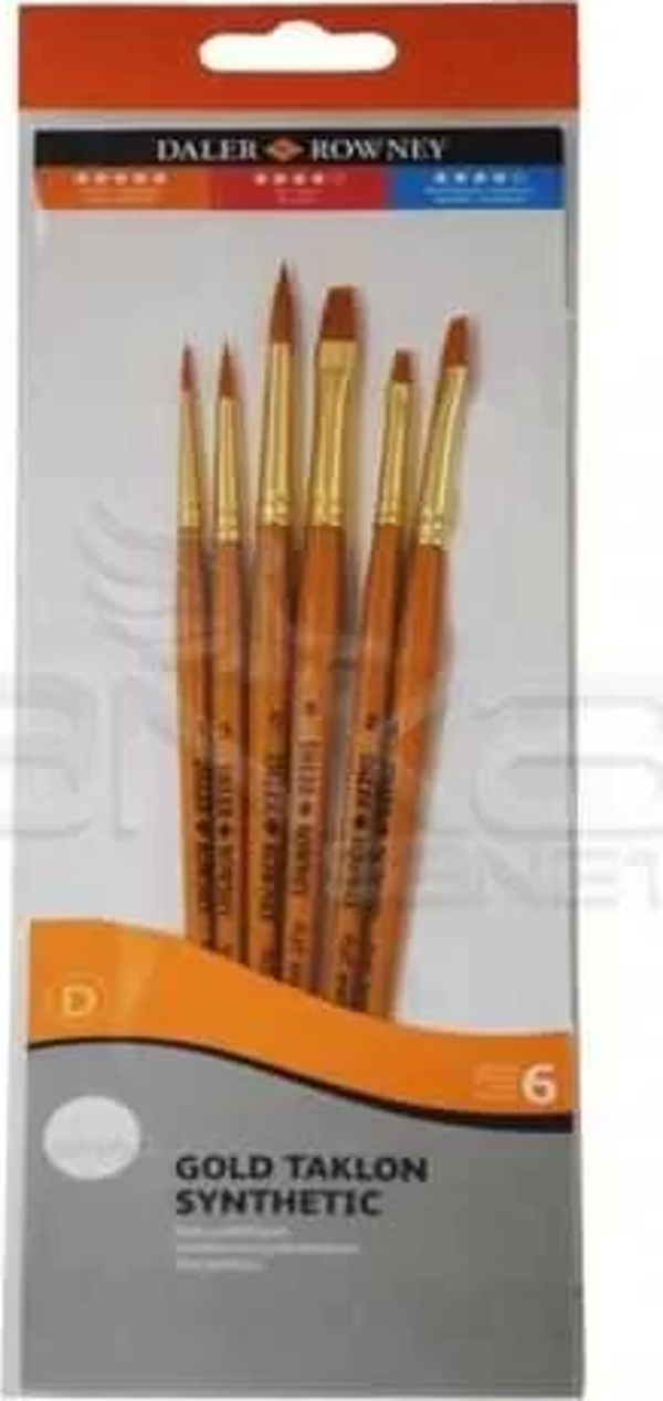 Daler Rowney Simply Gold Taklon Synthetic 6lı Fırça Seti Kod:601 - Image 1