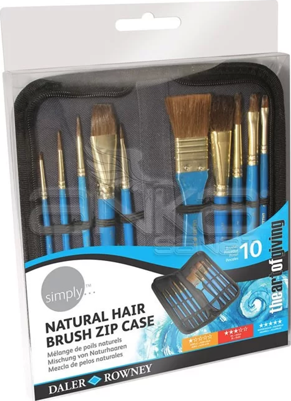 Daler Rowney Simply Natural Hair Sulu Boya Fırça Seti 10lu - Image 1