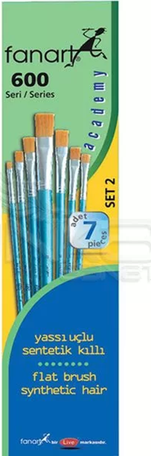 Fanart Academy Seri 600 Yassı Uçlu Fırça Seti No:2 7li - Image 1