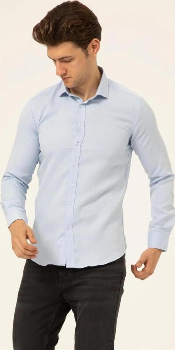 SÜVARİ Slim Fit Buz Mavisi Erkek Gömlek - Image 1