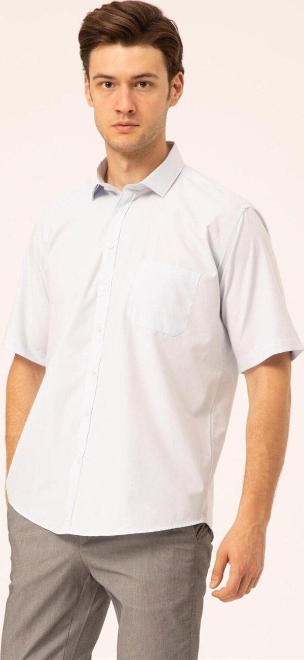 SÜVARİ Bol Kesim Düz Mavi Cepli Kısa Kollu Gömlek - Image 1