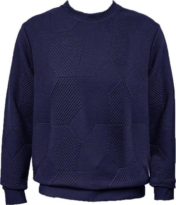 SÜVARİ Bol Kesim O Yaka Kapitone Etnik Desenli Lacivert Sweatshirt - Image 1