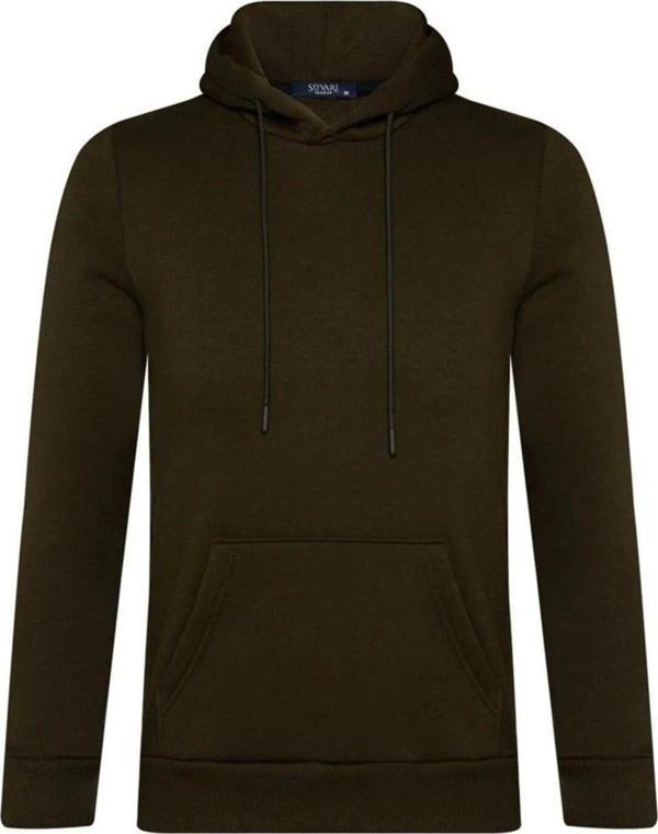 SÜVARİ Kapüşonlu Yaka Regular Kalıp Düz Koyu Yeşil Sweatshirt - Image 1