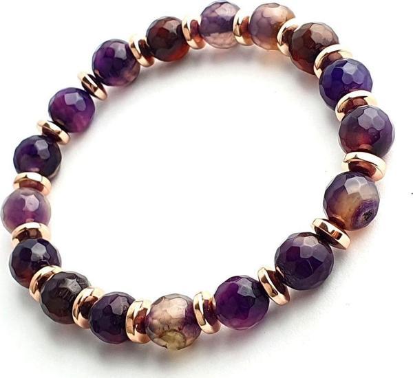 Akik ve Hematit Taşlı El işi Doğal Taş Bileklik  - Image 1