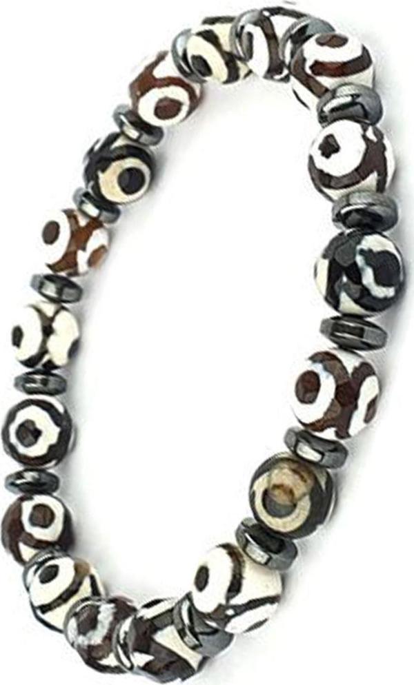 Tibet akik ve Hematit Taşlı Tasarım Doğal Taş Bileklik - Image 1