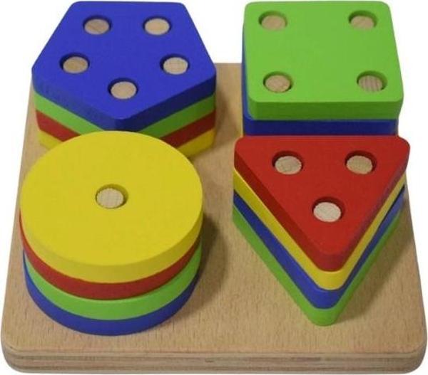 Eğitici Ahşap Kare Geometrik Zeka Oyunu 17 Parça Kokusuz, Sağlıklı, Boyası Çıkmaz - Image 1