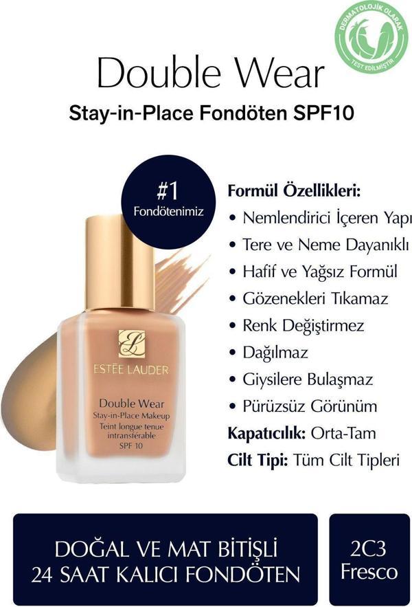 Estee Lauder Doğal Ve Mat Bitişli - Double Wear Stay-İn-Place Fondöten Spf 10 ( 2C3 Fresco ) - 30 Ml - Image 1