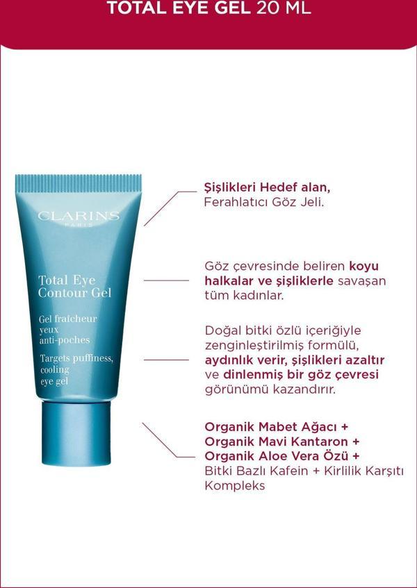 Clarins Total Eye Contour Gel - Kafein Ve Gingko Biloba Özü Içeren Koyu Halka Karşıtı Göz Çevresi Jeli 20 Ml - Image 1
