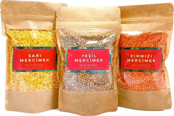 Guruyemiş Box Mercimek Seti Ege'Den 3Lü Yeşil, Sarı Ve Kırmızı Mercimek Gurme Gıda Paketi - Image 1