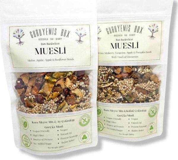 Guruyemiş Box Müsli 2Li Set Bol Kuru Meyveli Ve Çekirdekli Vegan Şekersiz Protein Ve Lif Kaynağı 240 gr. 2 Adet - Image 1