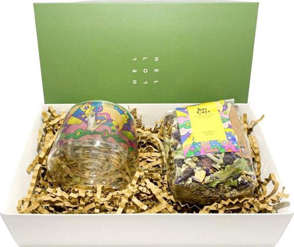 Guruyemiş Box Peter Max Pop Art Theme Çay Sever Kış Çayı Paketi - Bitki Çayı - Çift Camlı Kupa Hediye Kutusu - Image 1