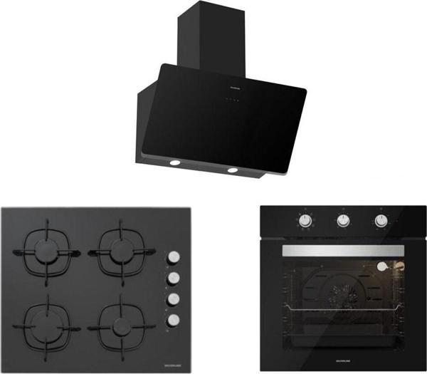 Silverline Siyah Cam Ankastre Set(3457 Soho 60+Cs5335B01+Bo6503B01) - Image 1