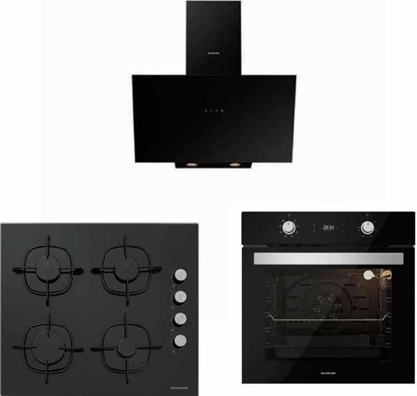 Silverline Siyah Cam Ankastre set 3481 - CS5335B01 - BO6502B01 - Image 1