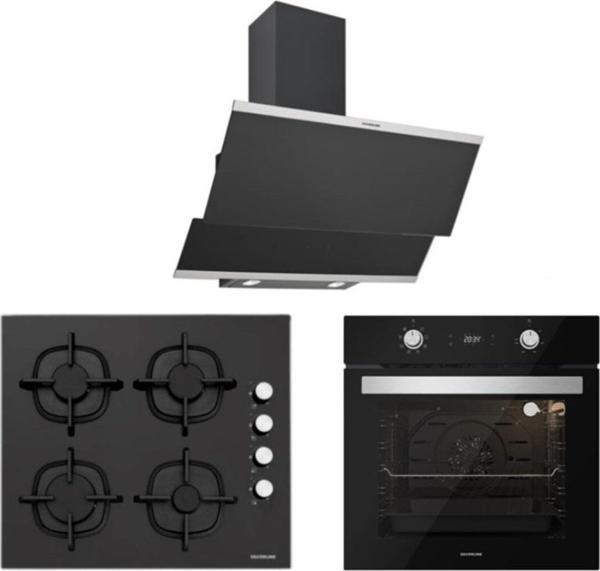 Silverline Siyah Cam Ankastre Set 5 Yıl Garanti (3420 Classy 60+Cs5343B01+Bo6504B01) - Image 1