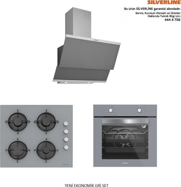 Silverline Gri Cam Ankastre Set 5 Yıl Garanti (3420 Classy 60 Gri+Cs5349S01+Bo6501S01) - Image 1
