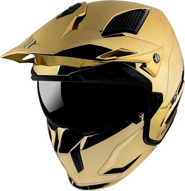 Mt Street Fighter Krom Gold A9 Çene Açılır Motosiklet Kaskı - Image 1