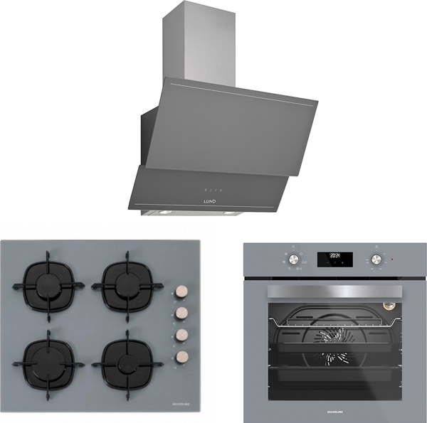Silverline Luno Karma Gri Cam Ankastre Set 3420 - CS5335S01 - BO6502S02 - Image 1