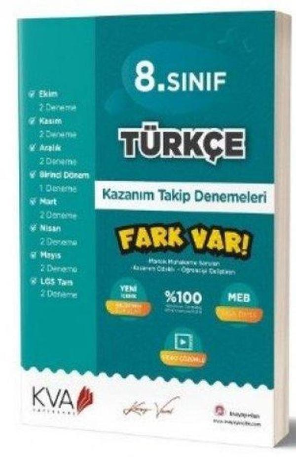 8. Sınıf Türkçe Kazanım Takip Denemeleri - KVA Yayınları - Image 1