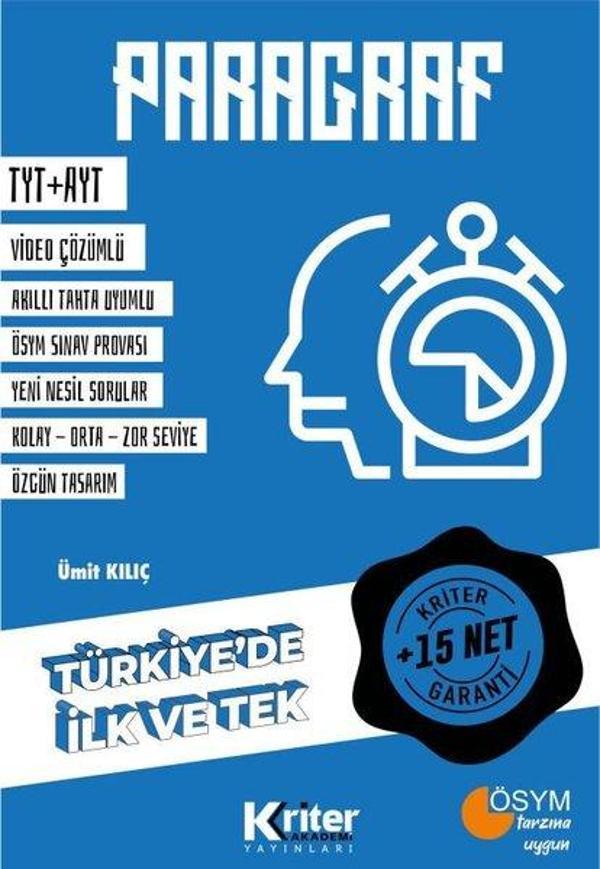Paragraf-15 Net Garantili-Türkiye'de İlk ve Tek - Kriter Akademi Yayınları - Image 1